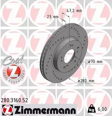 ZIMMERMANN TARCZE+KLOCKI P HONDA SHUTTLE 282MM 