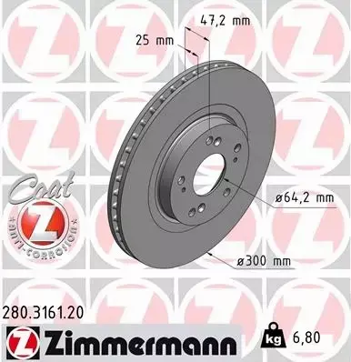 ZIMMERMANN TARCZE+KLOCKI P HONDA CIVIC VII 300MM 