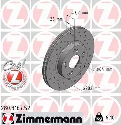 ZIMMERMANN TARCZE HAMULCOWE SPORT PRZÓD 280.3167.52 