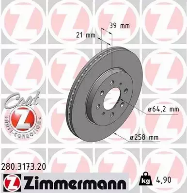 ZIMMERMANN TARCZE+KLOCKI PRZÓD HONDA JAZZ II 258MM 