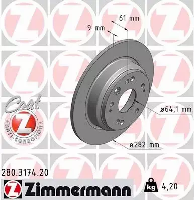 ZIMMERMANN TARCZE+KLOCKI T HONDA ACCORD CM 282MM 