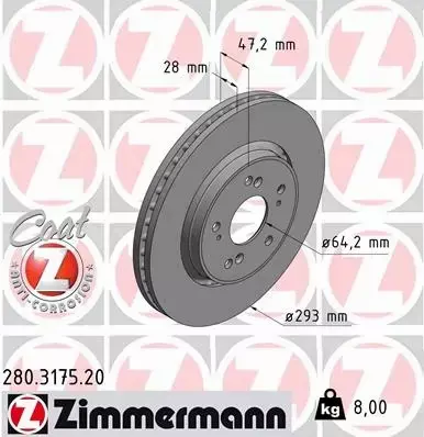 ZIMMERMANN TARCZE+KLOCKI P+T HONDA CR-V III 