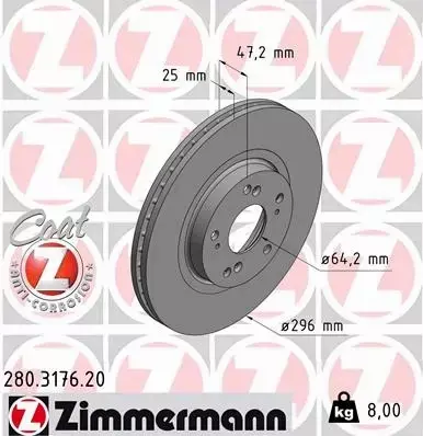 ZIMMERMANN TARCZE+KLOCKI P+T HONDA ACCORD VIII 296MM 