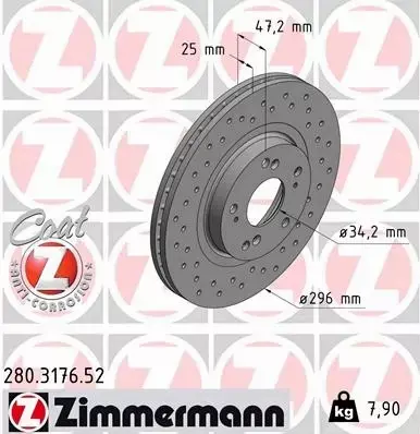 ZIMMERMANN TARCZE HAMULCOWE SPORT PRZÓD 280.3176.52 