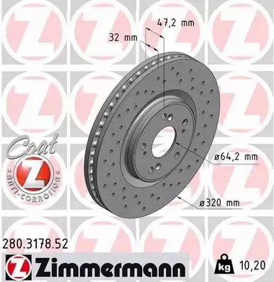 ZIMMERMANN TARCZE HAMULCOWE SPORT PRZÓD 280.3178.52 