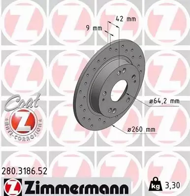 ZIMMERMANN TARCZE HAMULCOWE SPORT TYŁ 280.3186.52 