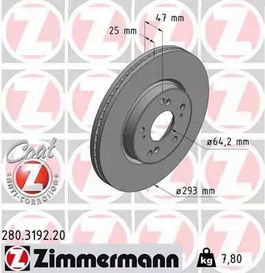 ZIMMERMANN TARCZA HAMULCOWA 280.3192.20 