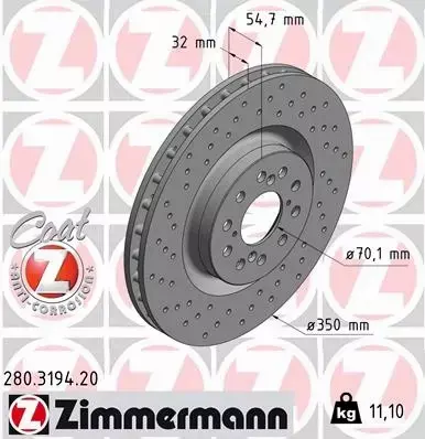 ZIMMERMANN TARCZA HAMULCOWA 280.3194.20 