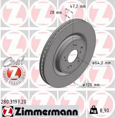 ZIMMERMANN TARCZA HAMULCOWA 280.3197.20 