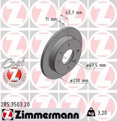 ZIMMERMANN TARCZA HAMULCOWA 285.3503.20 