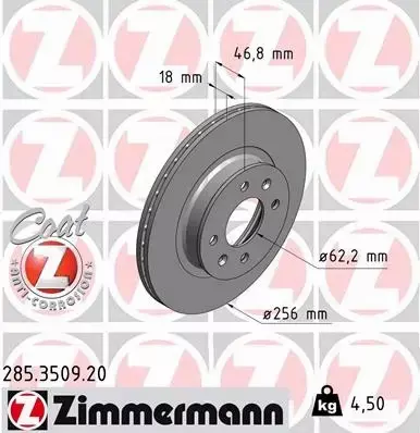 ZIMMERMANN TARCZE HAMULCOWE PRZÓD 285.3509.20 