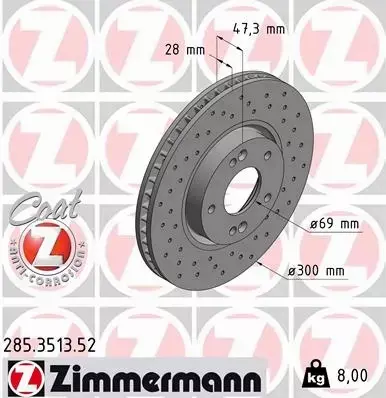 ZIMMERMANN TARCZE HAMULCOWE SPORT PRZÓD 285.3513.52 