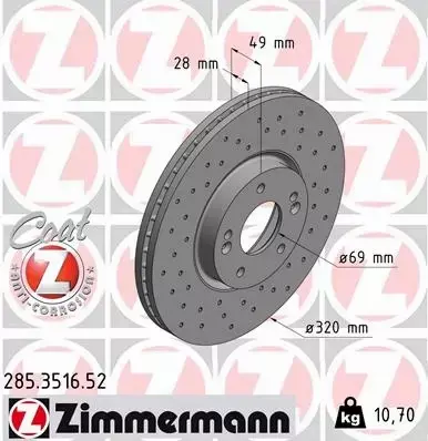 ZIMMERMANN TARCZE HAMULCOWE SPORT PRZÓD 285.3516.52 