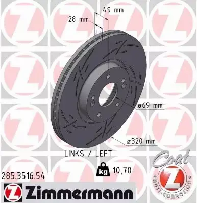 ZIMMERMANN TARCZA HAMULCOWA 285.3516.54 