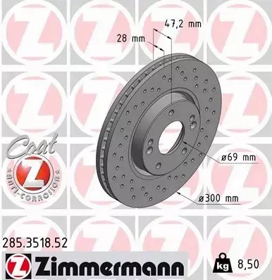 ZIMMERMANN TARCZE HAMULCOWE SPORT PRZÓD 285.3518.52 