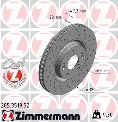 ZIMMERMANN TARCZE+KLOCKI P+T HYUNDAI I40 320MM 