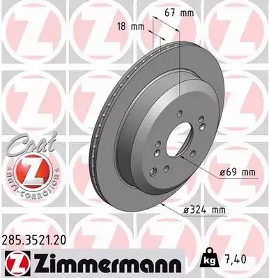 ZIMMERMANN TARCZE HAMULCOWE TYŁ 285.3521.20 