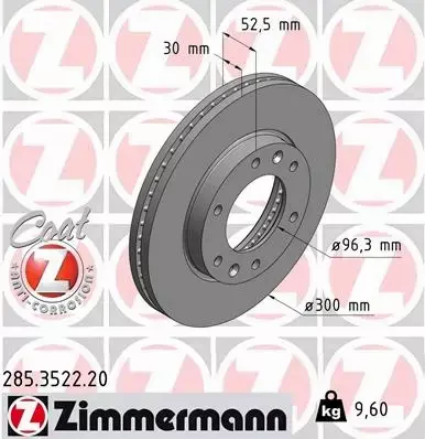 ZIMMERMANN TARCZE HAMULCOWE PRZÓD 285.3522.20 