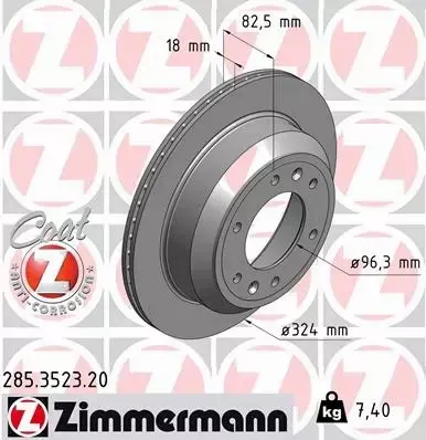 ZIMMERMANN TARCZE HAMULCOWE TYŁ 285.3523.20 