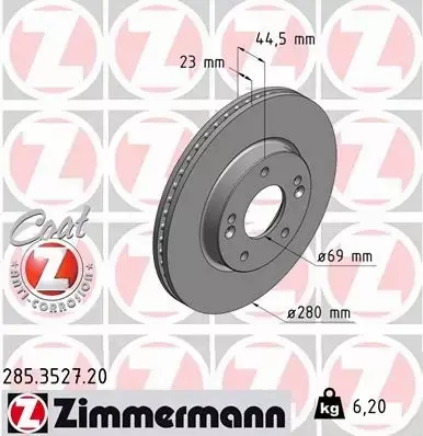 ZIMMERMANN TARCZE+KLOCKI P HYUNDAI ELANTRA 280MM 