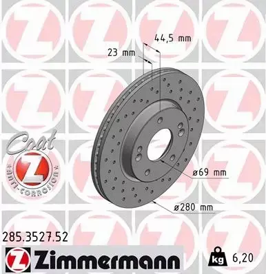 ZIMMERMANN TARCZE HAMULCOWE SPORT PRZÓD 285.3527.52 