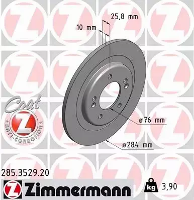 ZIMMERMANN TARCZE+KLOCKI TYŁ HYUNDAI I30 II 284MM 