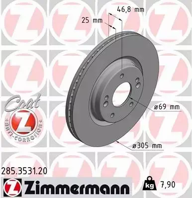 ZIMMERMANN TARCZE+KLOCKI P HYUNDAI I30 III 305MM 