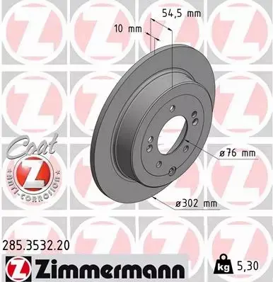 ZIMMERMANN TARCZE+KLOCKI T KIA SPORTAGE QL 302MM 