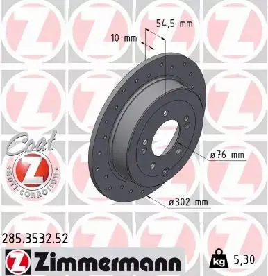 ZIMMERMANN TARCZA HAMULCOWA 285.3532.52 