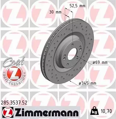 ZIMMERMANN TARCZE+KLOCKI P HYUNDAI I30 N 345MM 