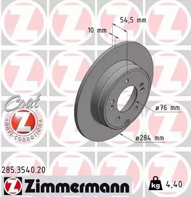 ZIMMERMANN TARCZA HAMULCOWA 285.3540.20 