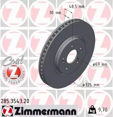 ZIMMERMANN TARCZA HAMULCOWA 285.3543.20 