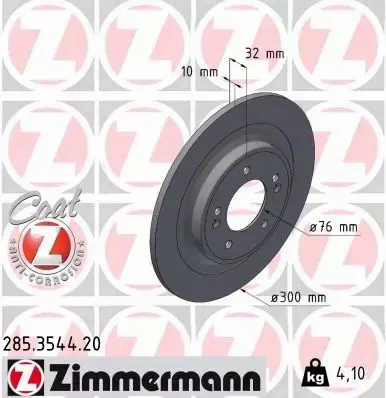 ZIMMERMANN TARCZA HAMULCOWA 285.3544.20 