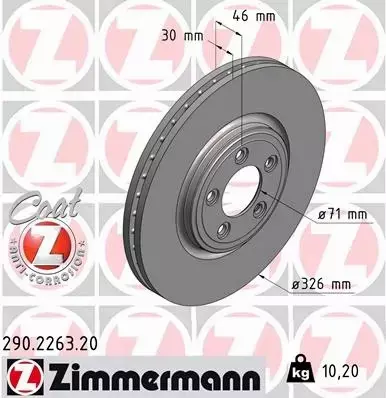 ZIMMERMANN TARCZE HAMULCOWE PRZÓD 290.2263.20 