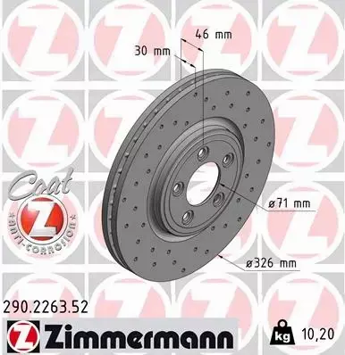 ZIMMERMANN TARCZE HAMULCOWE SPORT PRZÓD 290.2263.52 