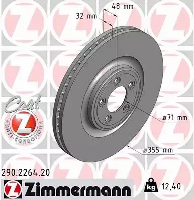 ZIMMERMANN TARCZE HAMULCOWE PRZÓD 290.2264.20 