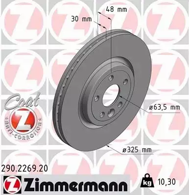 ZIMMERMANN TARCZE PRZÓD JAGUAR F-PACE X761 325MM 