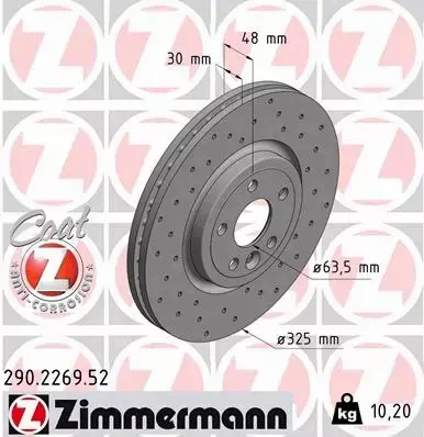 ZIMMERMANN TARCZE HAMULCOWE SPORT PRZÓD 290.2269.52 