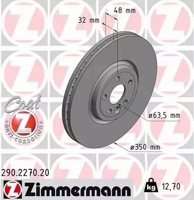 ZIMMERMANN TARCZE+KLOCKI PRZÓD JAGUAR XF X260 350MM 