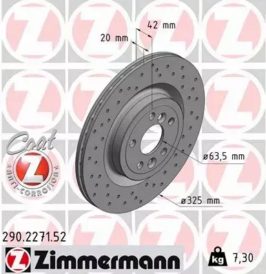 ZIMMERMANN TARCZE HAMULCOWE SPORT TYŁ 290.2271.52 