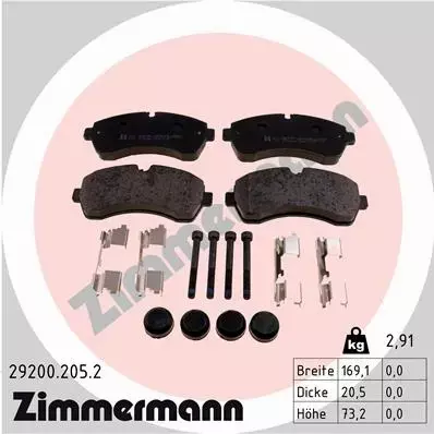 ZIMMERMANN KLOCKI HAMULCOWE PRZÓD 29200.205.2 