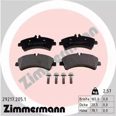 ZIMMERMANN KLOCKI HAMULCOWE TYŁ 29217.205.1 