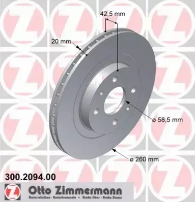 ZIMMERMANN TARCZA HAMULCOWA 300.2094.00 