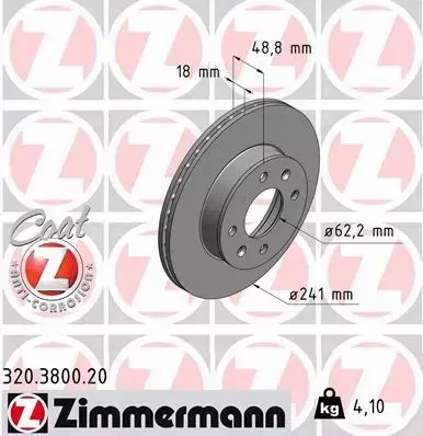 ZIMMERMANN TARCZE HAMULCOWE PRZÓD 320.3800.20 