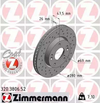 ZIMMERMANN TARCZE+KLOCKI PRZÓD KIA CARENS IV 280MM 