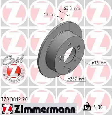 ZIMMERMANN TARCZE HAMULCOWE TYŁ 320.3812.20 