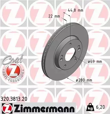 ZIMMERMANN TARCZE HAMULCOWE PRZÓD 320.3813.20 