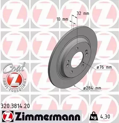 ZIMMERMANN TARCZE HAMULCOWE TYŁ 320.3814.20 