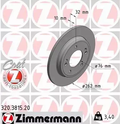 ZIMMERMANN TARCZE HAMULCOWE TYŁ 320.3815.20 