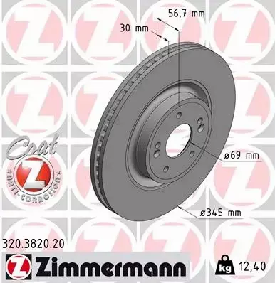 ZIMMERMANN TARCZE+KLOCKI PRZÓD KIA STINGER 345MM 